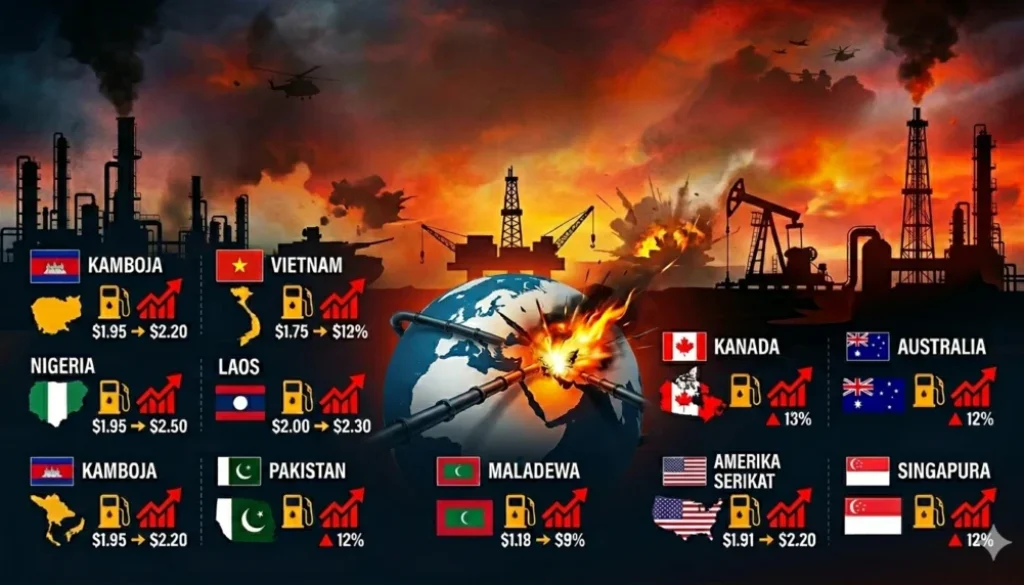 Krisis energi akibat konflik AS-Iran memicu kenaikan harga BBM global. Negara berkembang paling terdampak, disertai ancaman inflasi dan kenaikan harga pangan.