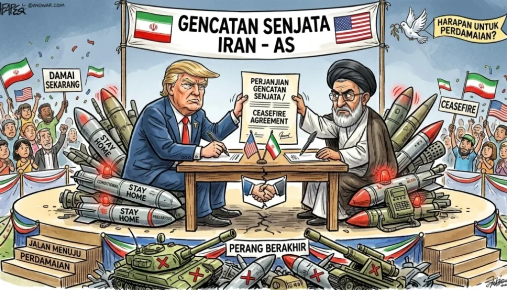 AS dan Iran sepakat gencatan senjata dua minggu dengan syarat pembukaan Selat Hormuz. Berikut 12 fakta terbaru terkait negosiasi yang dimulai April 2026.