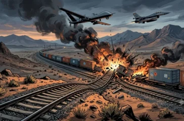 Amerika Serikat menyerang jembatan kereta strategis di Iran utara yang terhubung ke China serta Rusia. Serangan memicu gangguan transportasi sementara.