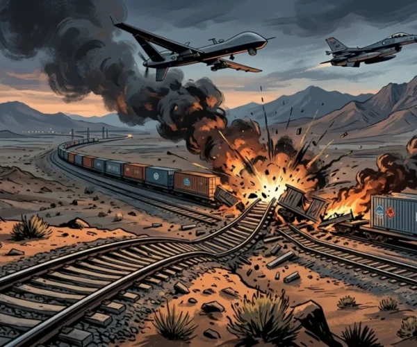 Amerika Serikat menyerang jembatan kereta strategis di Iran utara yang terhubung ke China serta Rusia. Serangan memicu gangguan transportasi sementara.
