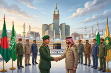 Bangladesh mempertimbangkan bergabung dengan Pakta Pertahanan Makkah yang dibentuk Arab Saudi, Turki, dan Pakistan dengan mekanisme pertahanan bersama.