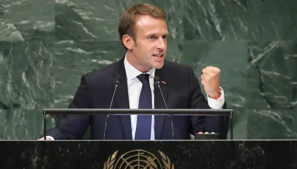 Gebrak Meja, Macron Bantah Klaim Trump soal Gaza di Sidang PBB